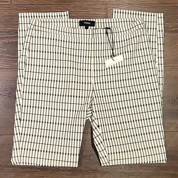 ❤️ NWT! THEORY CLASSIC SKINNY PANTS IN VISCOSE GRID PLAID, 0 (25) - Picture 1 of 6